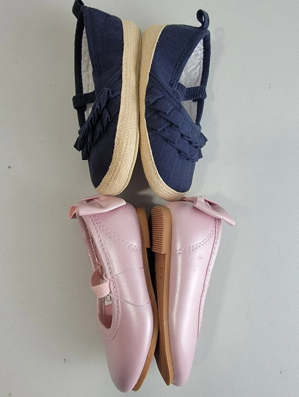 Lot of 2 Pairs Slip On Toddler Shoes Size 4 Carter's Ballet Flat W/ Bow, OshKosh